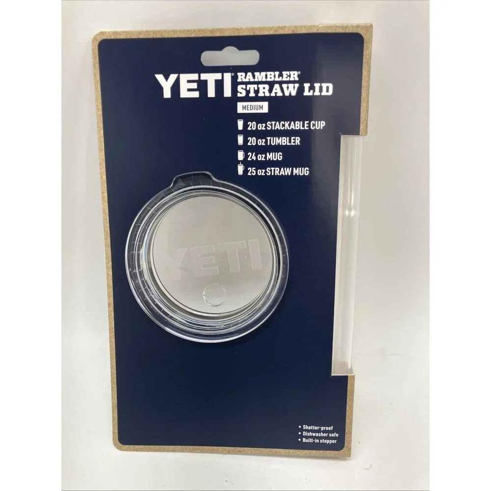 Yeti Straw Lid 20oz Cup & 24oz Tumbler, 25oz Straw Mug MED -Lid/Straw Only (New)